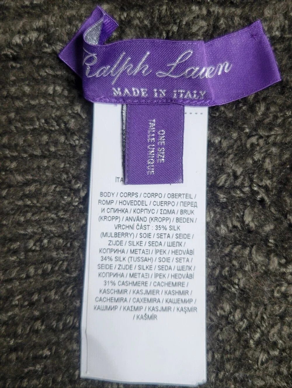 Ralph Lauren NOWT Purple Label Cable-Knit Silk-Cashmere Beanie Hat.